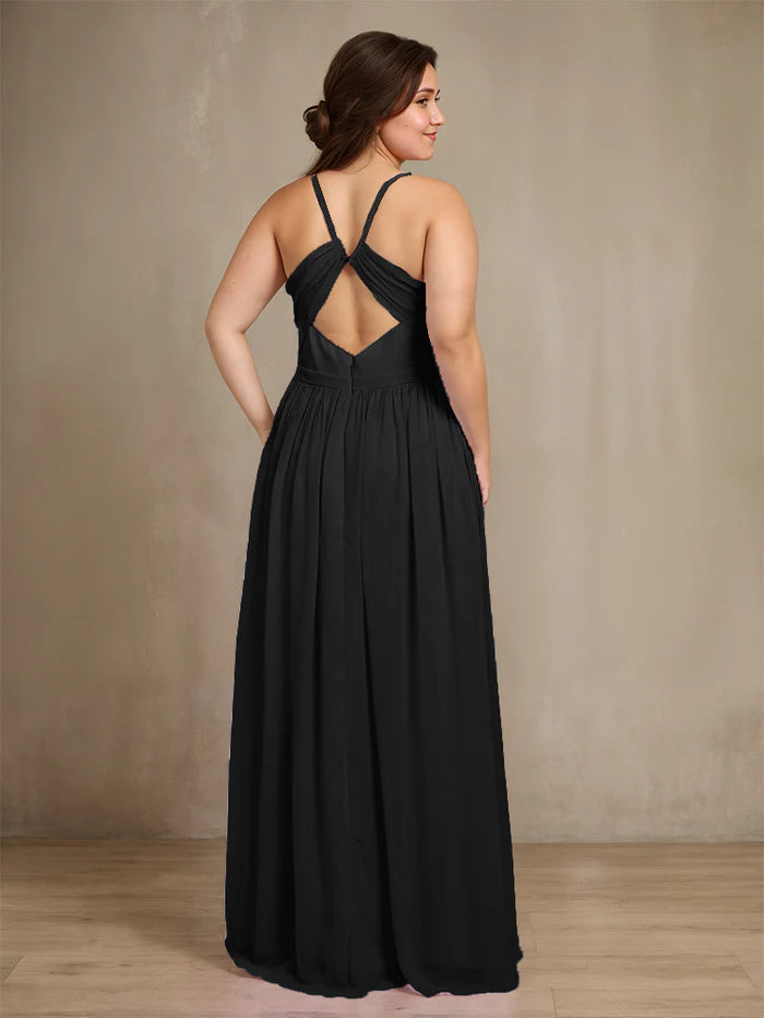 Plus Size Sleek A-Line Sweetheart Spaghetti-Strap Cut-Out-Back Floor-Length Plus-Size Bridesmaid Dresses