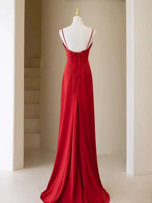 Sleek Sheath Sweetheart-Sequin Spaghetti-Strap Bow-Back Train Length Evening Dresses