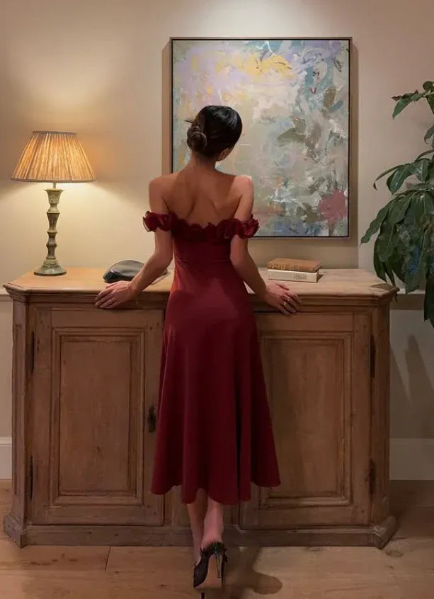 Sleeveless Fit-and-Flare Evening Dress with Backless Detail