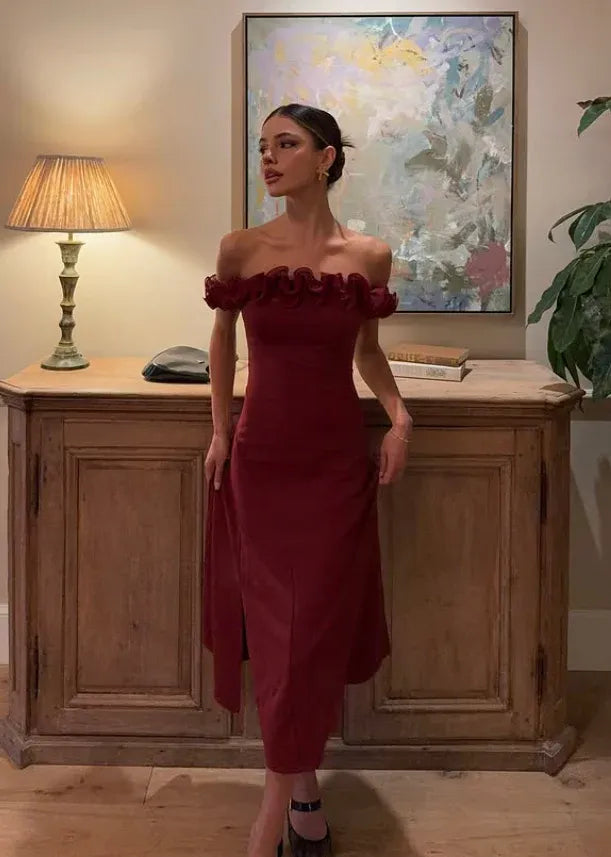 Sleeveless Fit-and-Flare Evening Dress with Backless Detail