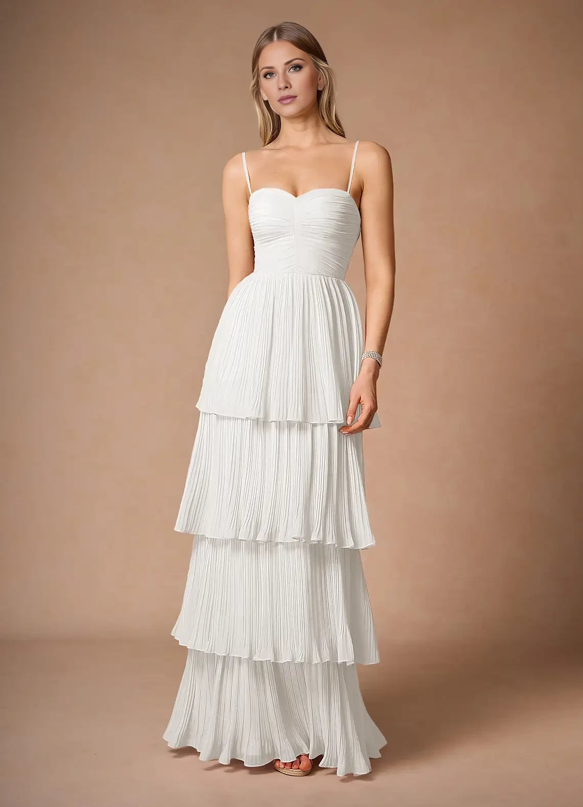 Sleeveless Pleats Maxi Dress Evening Dresses