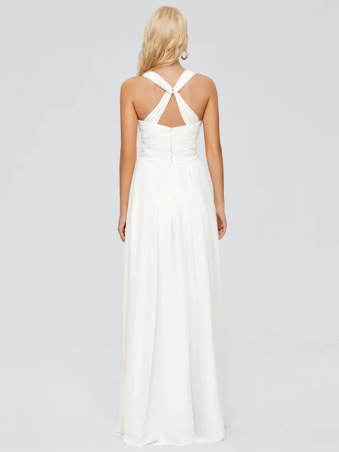 Sleeveless Spaghetti Straps Chiffon Bridesmaid Dresses