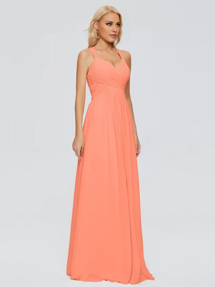 Sleeveless Spaghetti Straps Chiffon Bridesmaid Dresses