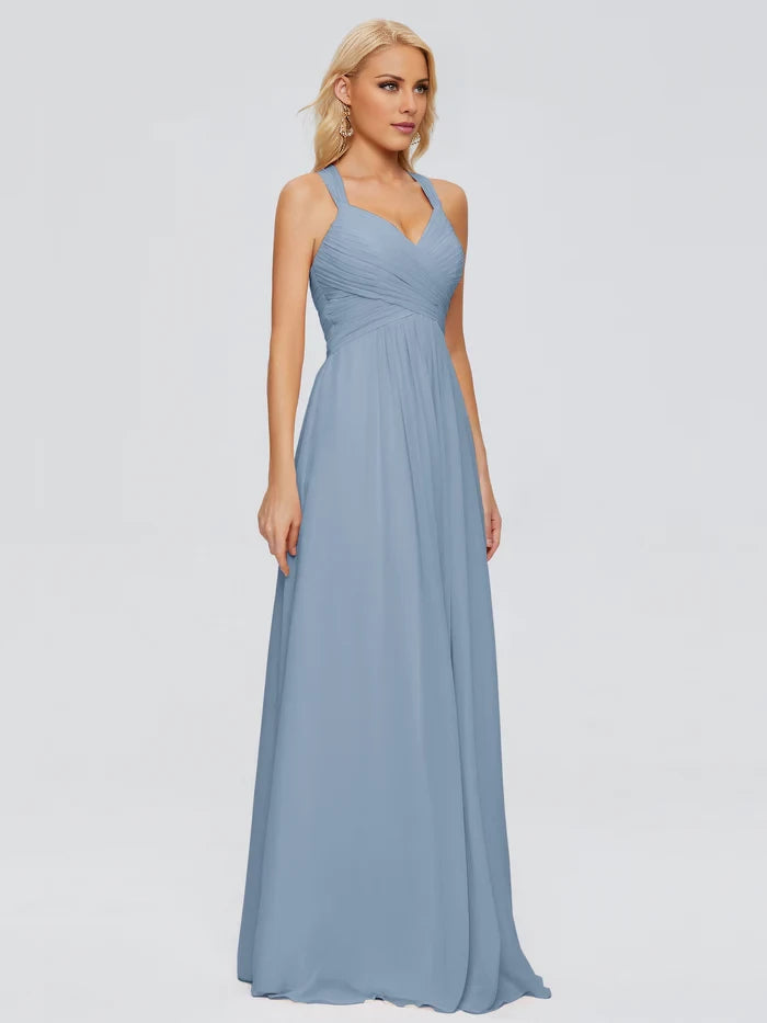Sleeveless Spaghetti Straps Chiffon Bridesmaid Dresses