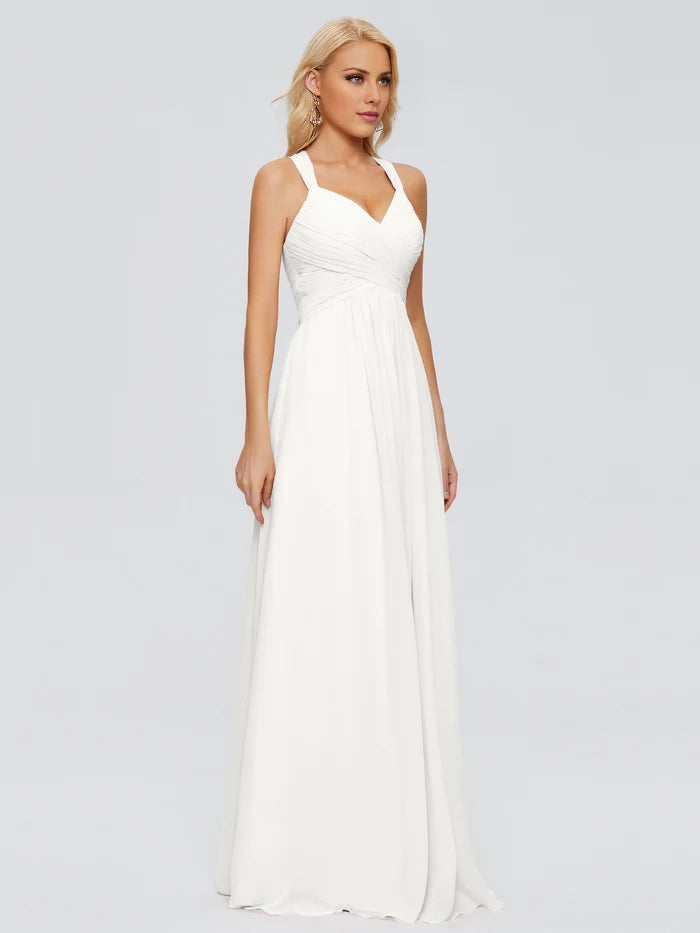 Sleeveless Spaghetti Straps Chiffon Bridesmaid Dresses