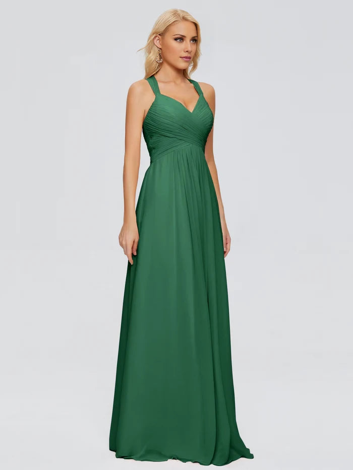 Sleeveless Spaghetti Straps Chiffon Bridesmaid Dresses
