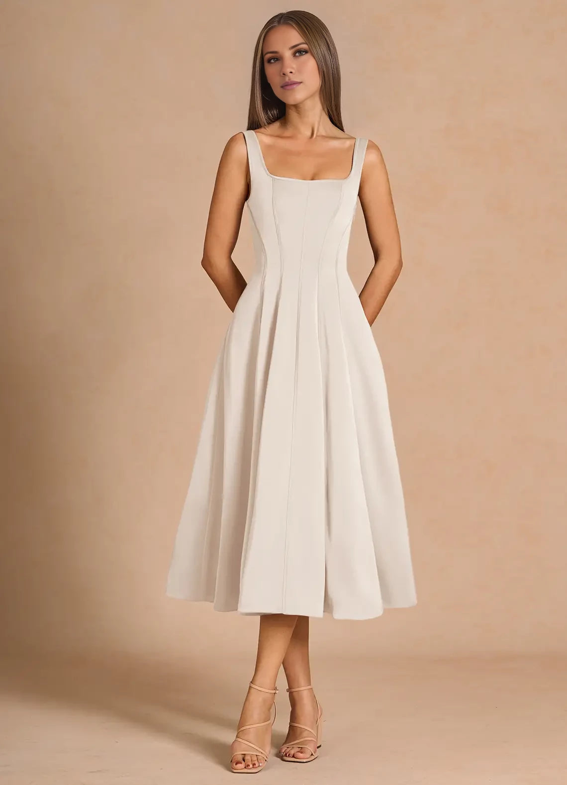 Sleeveless Square Neck Maxi Dress Evening Dresses