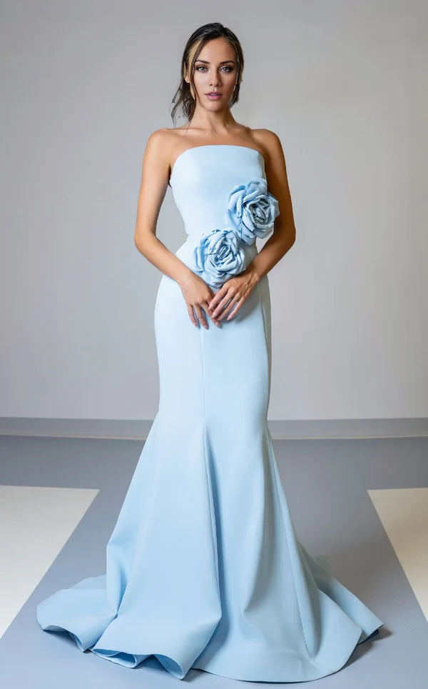 Sleeveless Strapless Floor Length trumpet Evening Dresses