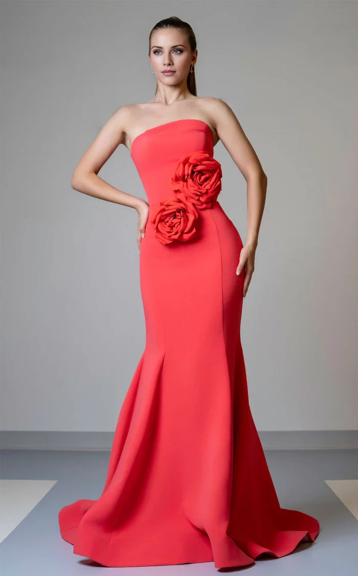 Sleeveless Strapless Floor Length trumpet Evening Dresses