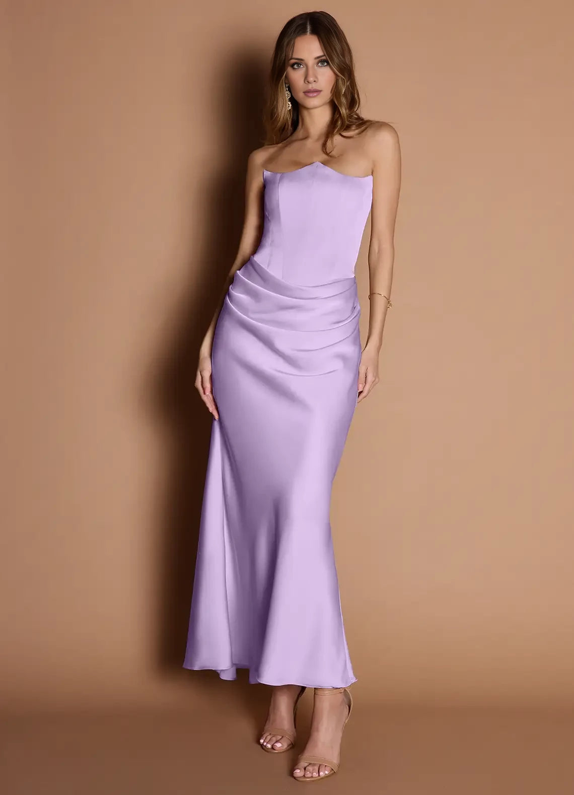 Sleeveless Strapless no slit Maxi Dress Evening Dresses  ﻿