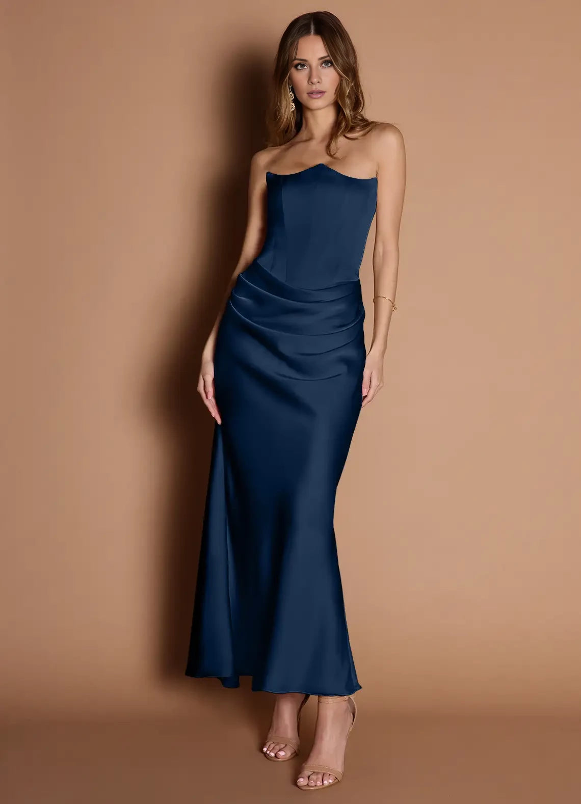 Sleeveless Strapless no slit Maxi Dress Evening Dresses  ﻿