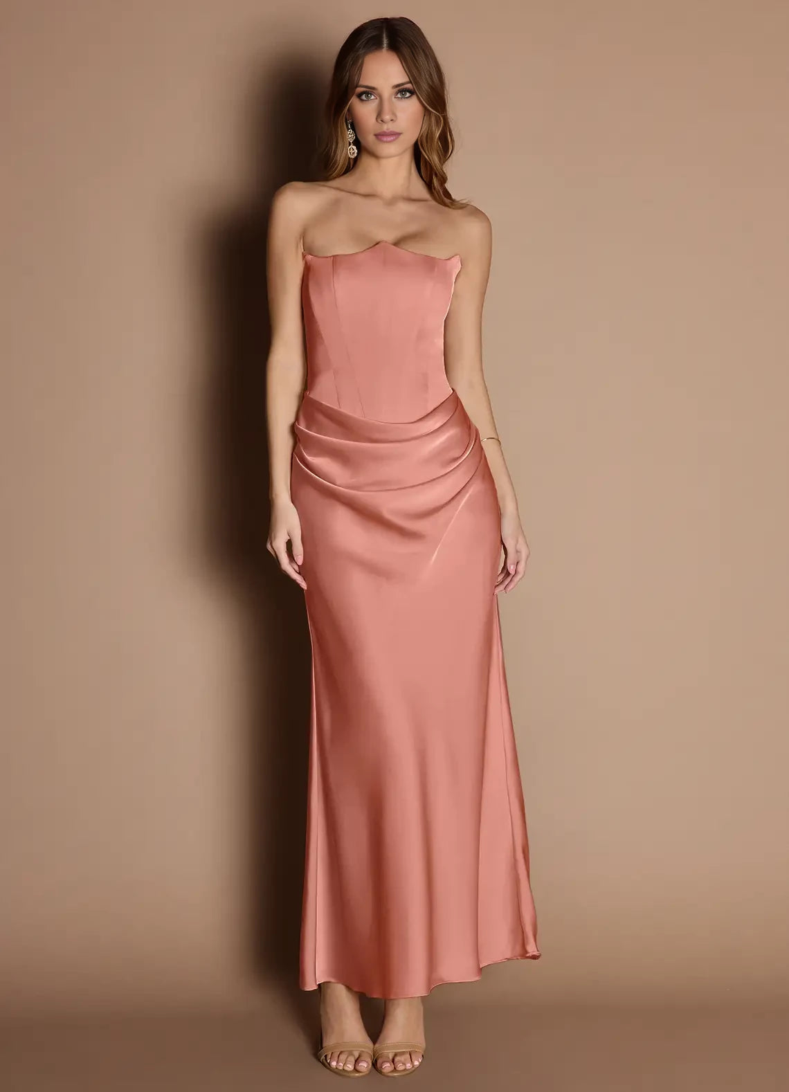 Sleeveless Strapless no slit Maxi Dress Evening Dresses  ﻿
