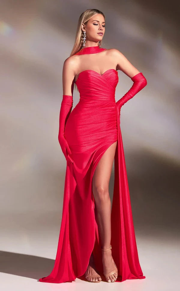 Solid-toned Strapless Sweetheart Neckline Bodycon Evening Dresses