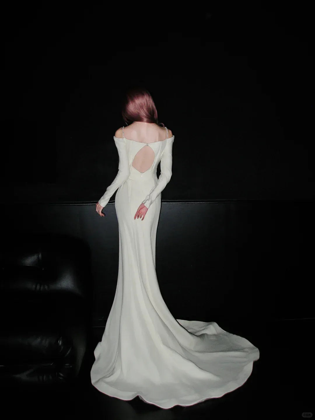Sophisticated Off-The-Shoulder Ivory Crepe Mermaid Gown