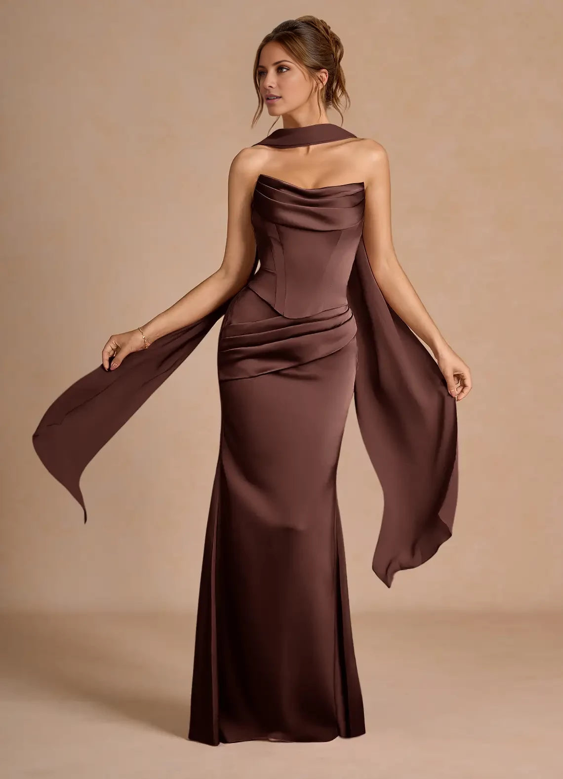 Sorrel Mocha Coco Corset Two-Piece Sets Evening Dresses