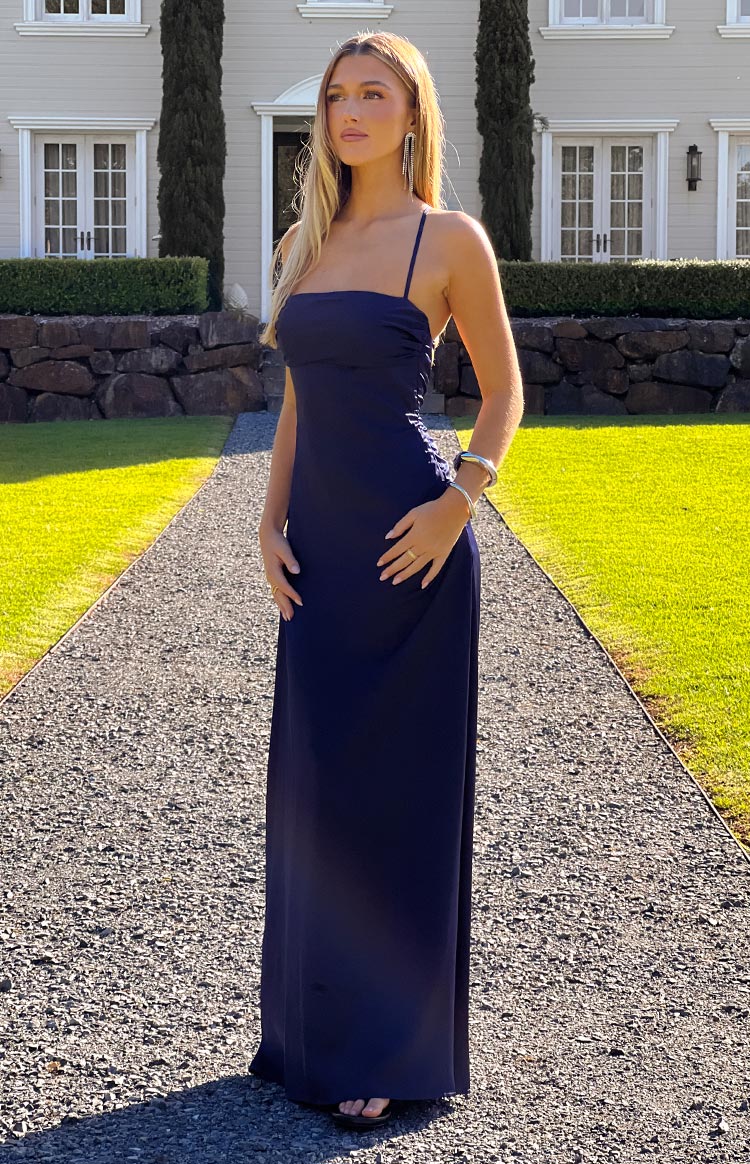 Spaghetti Strap Satin Maxi Dress Prom Dresses