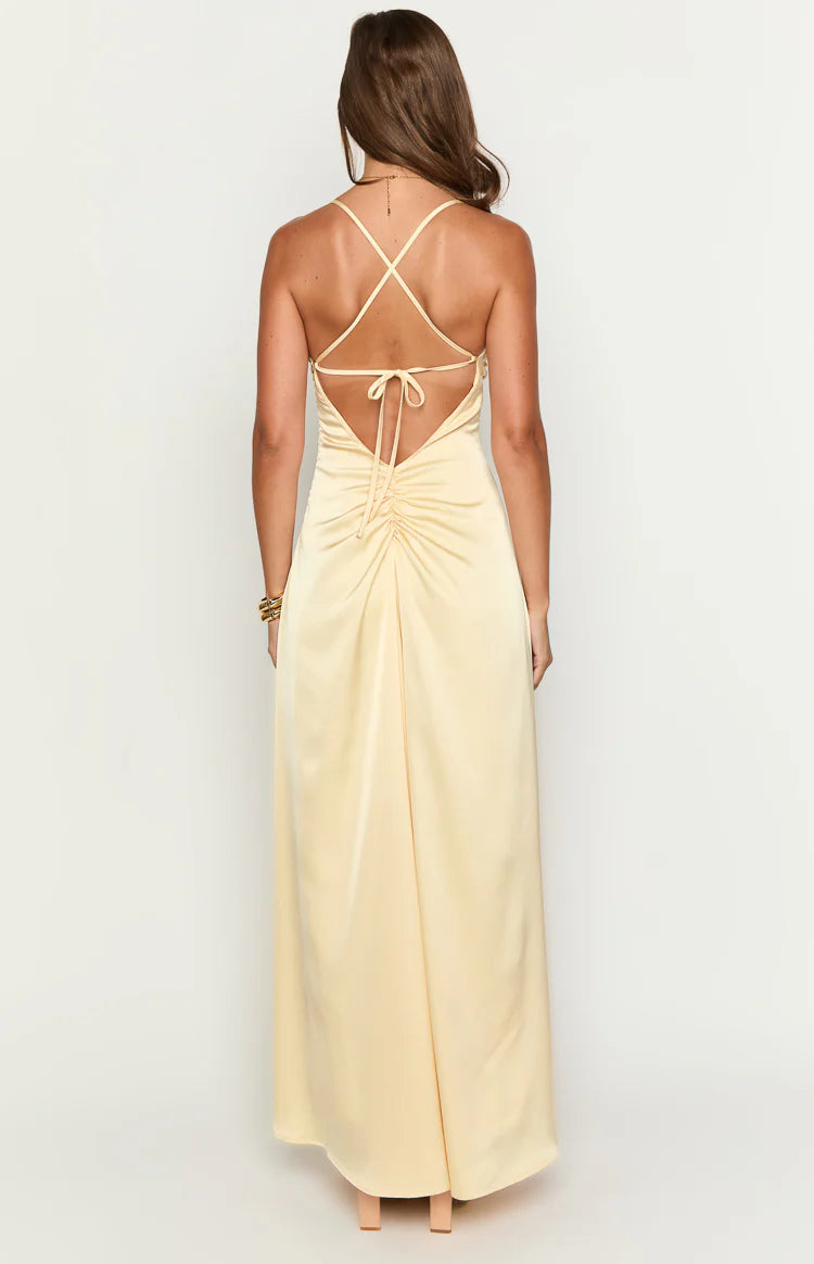 Spaghetti Strap Satin Maxi Dress Prom Dresses