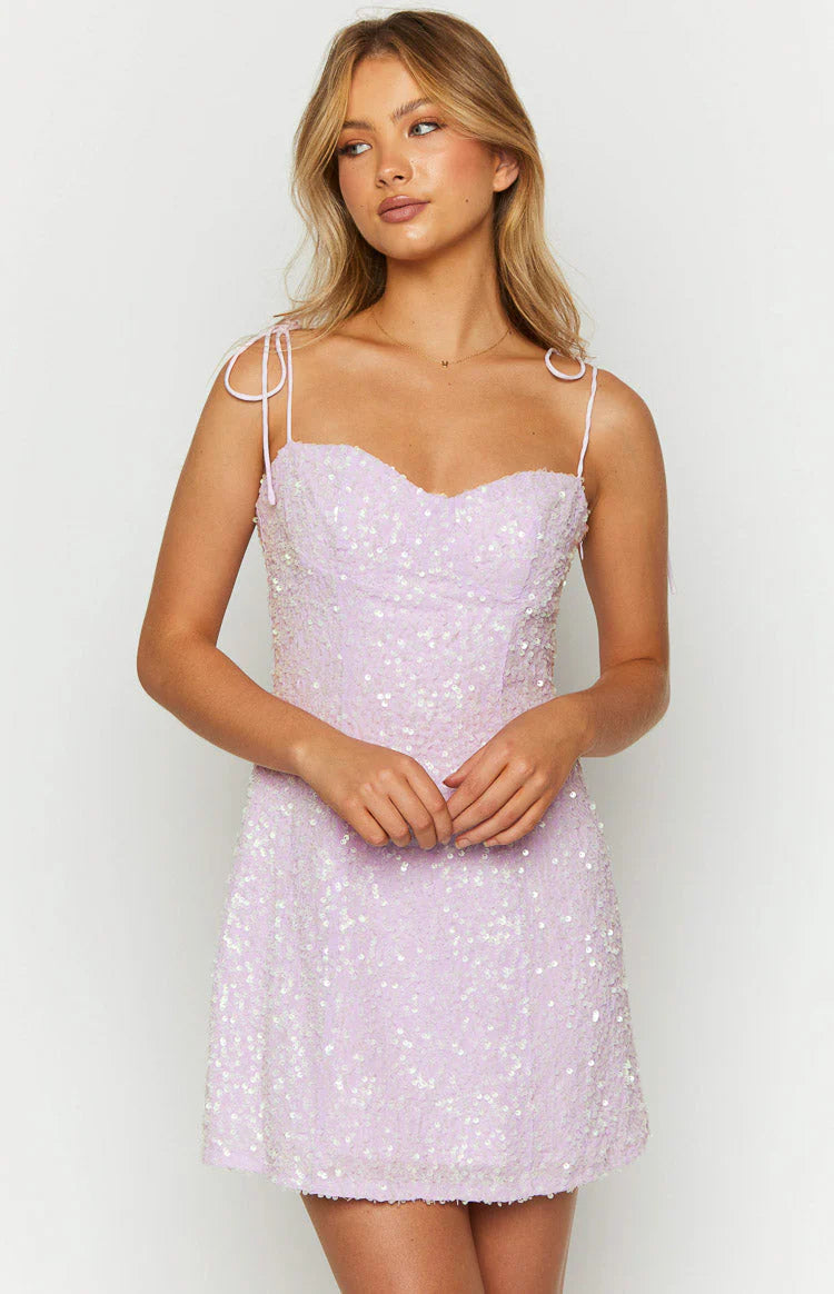 Spaghetti Strap Sequin Mini Dress Homecoming Dress