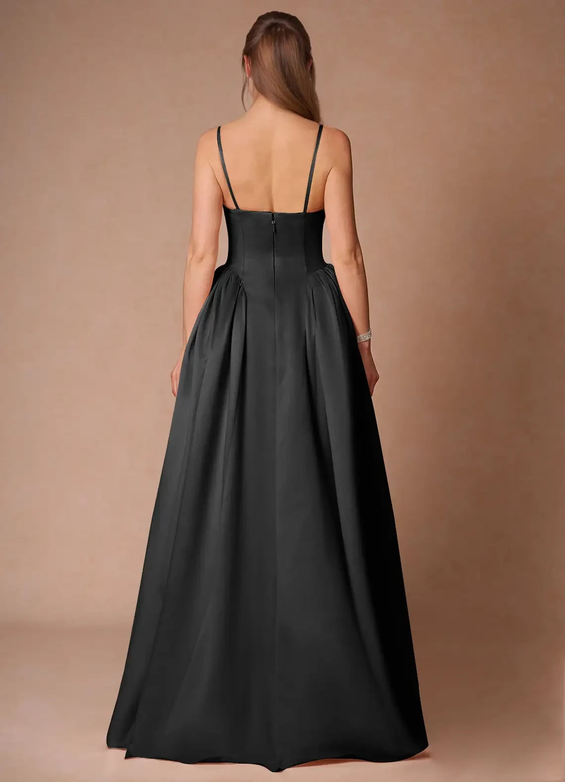 Spaghetti Strap Sleeveless Bandeau Ballgown Evening Dresses