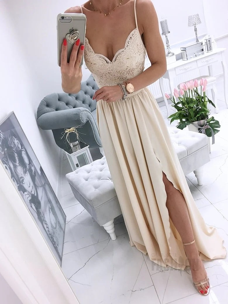 Lace Spaghetti Strap Maxi Dress with Crystal Waist Belt