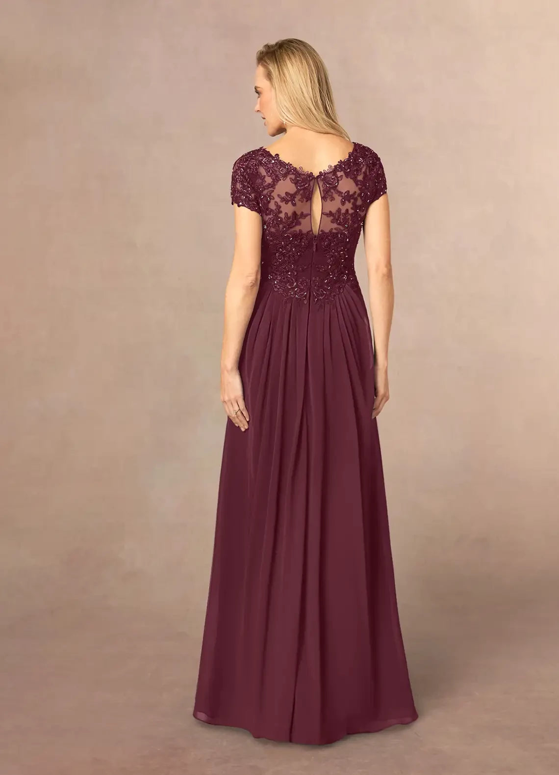 Sparkle A-Line V Neck Short Sleeve Back Zip Floor-Length Mother of the Bride Dress
