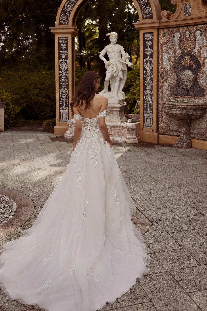 Sparkle Tulle A-Line Wedding Dress with Skirt Slit Wedding Dresses