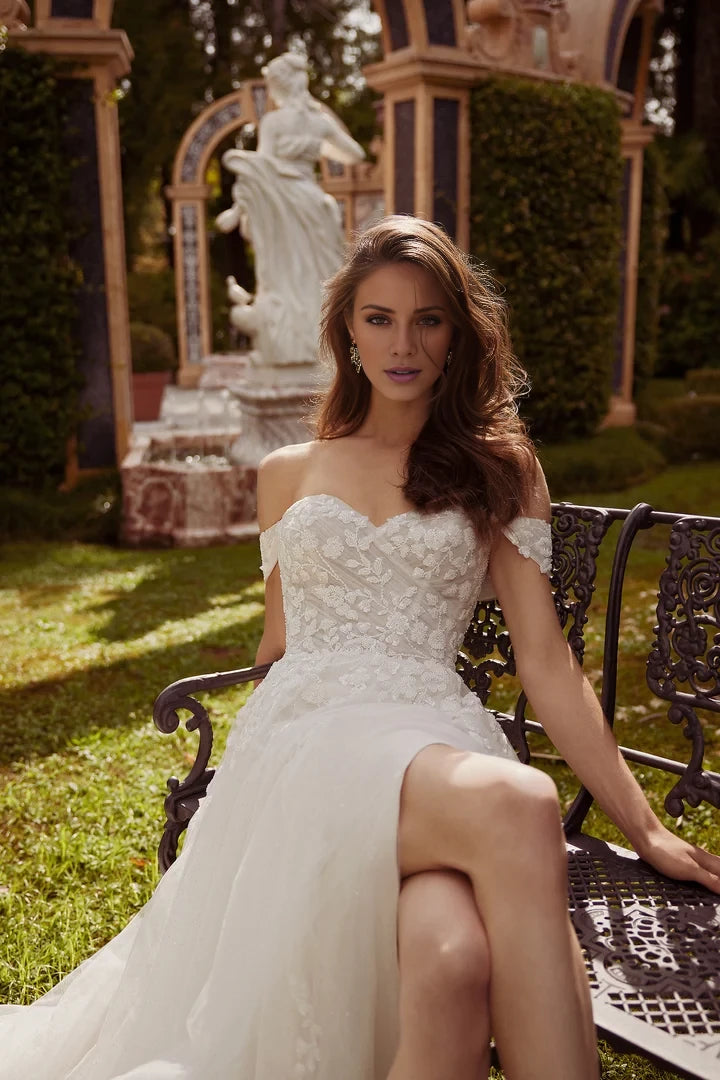 Sparkle Tulle A-Line Wedding Dress with Skirt Slit Wedding Dresses