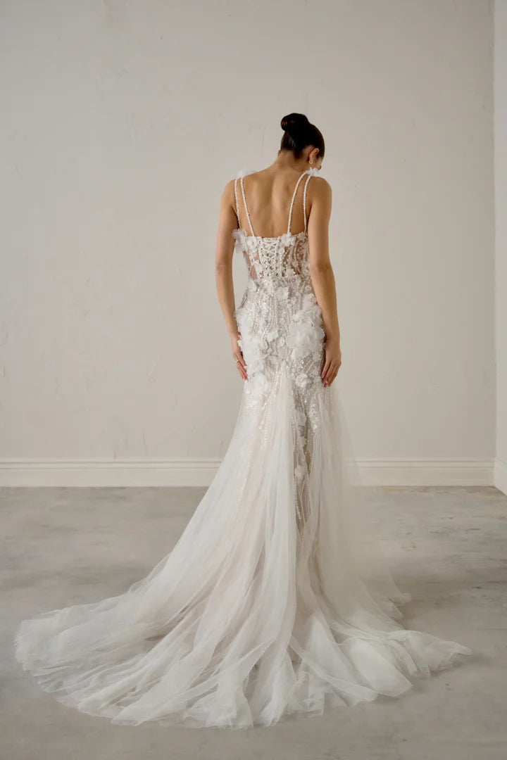 Sparkle Tulle Fit & Flare with Beaded Embroidery Floral Appliqués Wedding Dresses