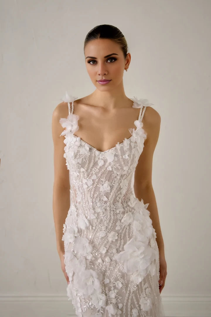 Sparkle Tulle Fit & Flare with Beaded Embroidery Floral Appliqués Wedding Dresses