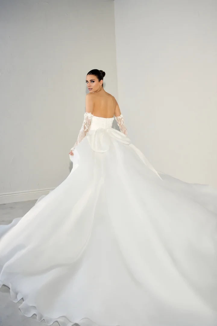 Sparkling Fit and Flare Gown with 3D Floral Appliqués Wedding Dresses
