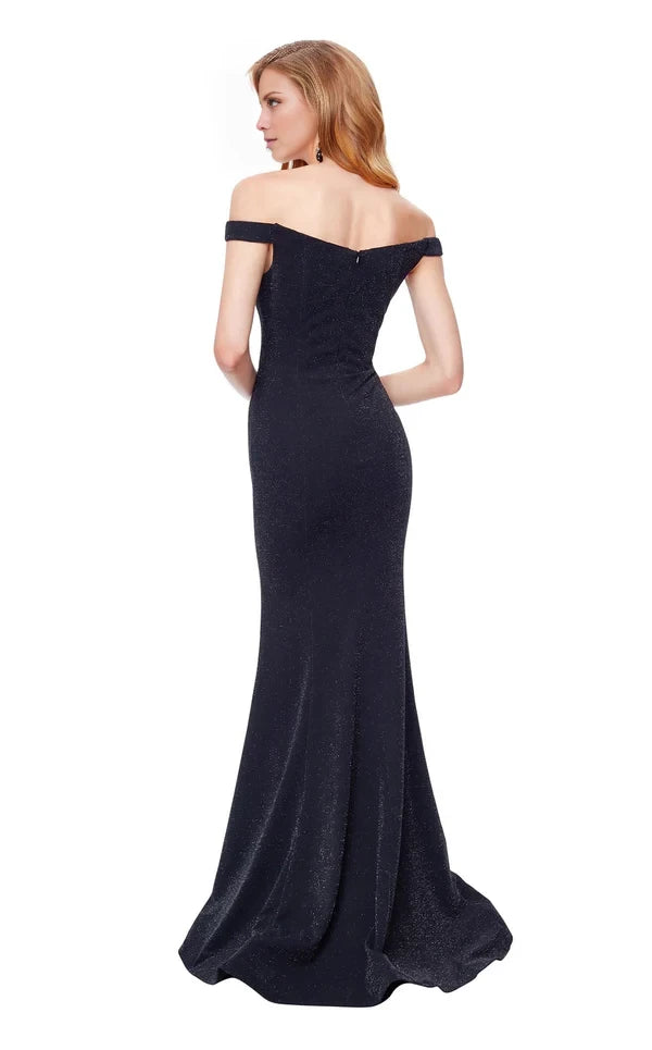 Sparkling Glitter Mermaid Off the Shoulder Sleeveless Back Zip Floor-Length Evening Dress