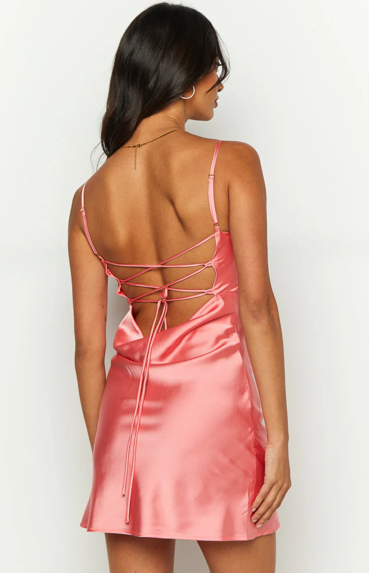 Square Neck Lace-Up Back Party Dress Homecoming Dress