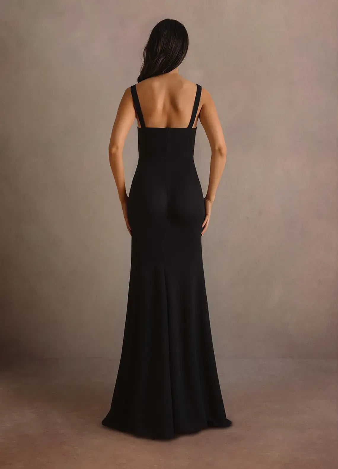 Square Neck Sleeveless Floor-Length Side Slit evening dress for female guests