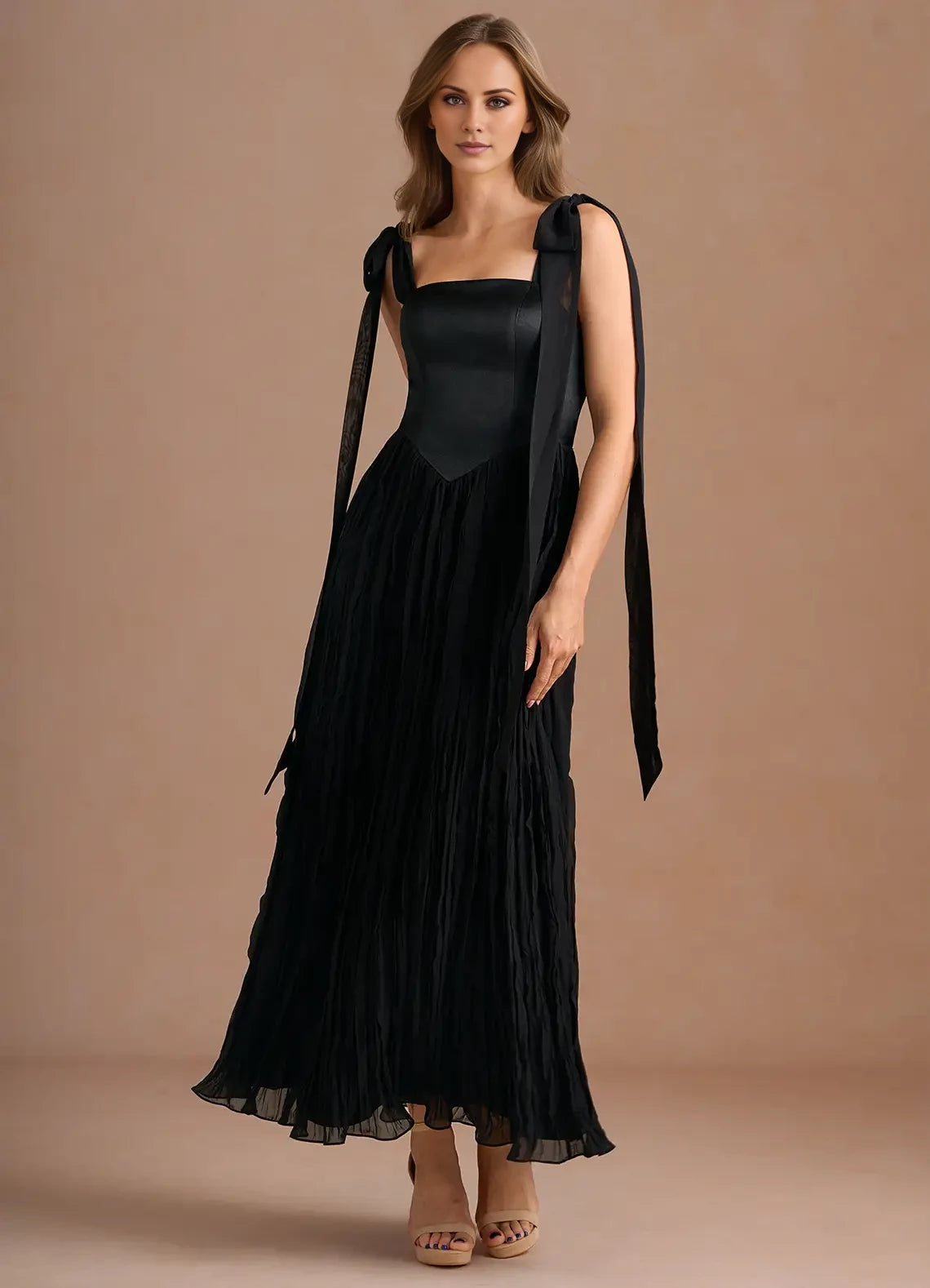 Square Neck Sleeveless Maxi Dress Evening Dresses