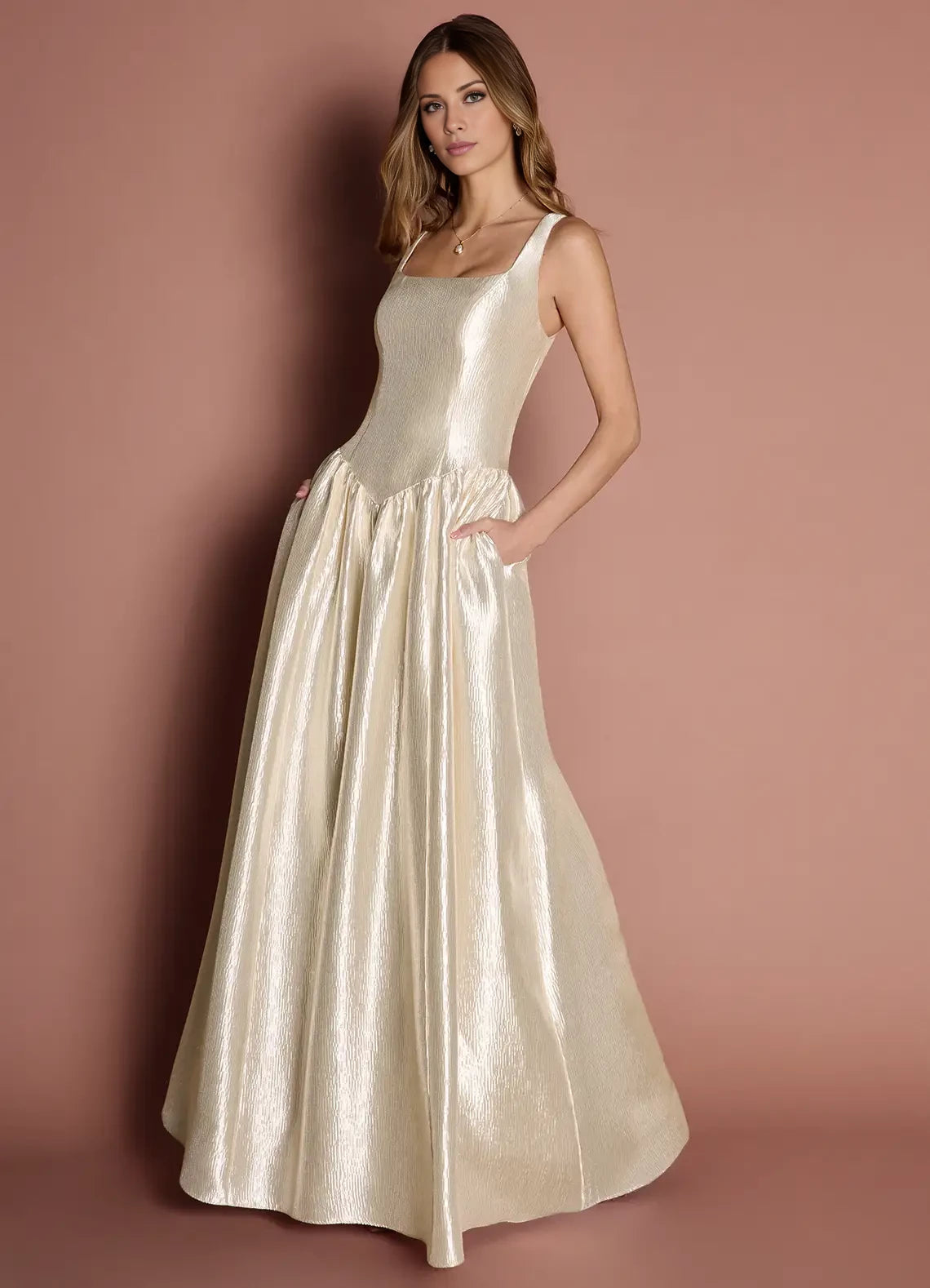 Square Neck Sleeveless Maxi Dress Evening Dresses