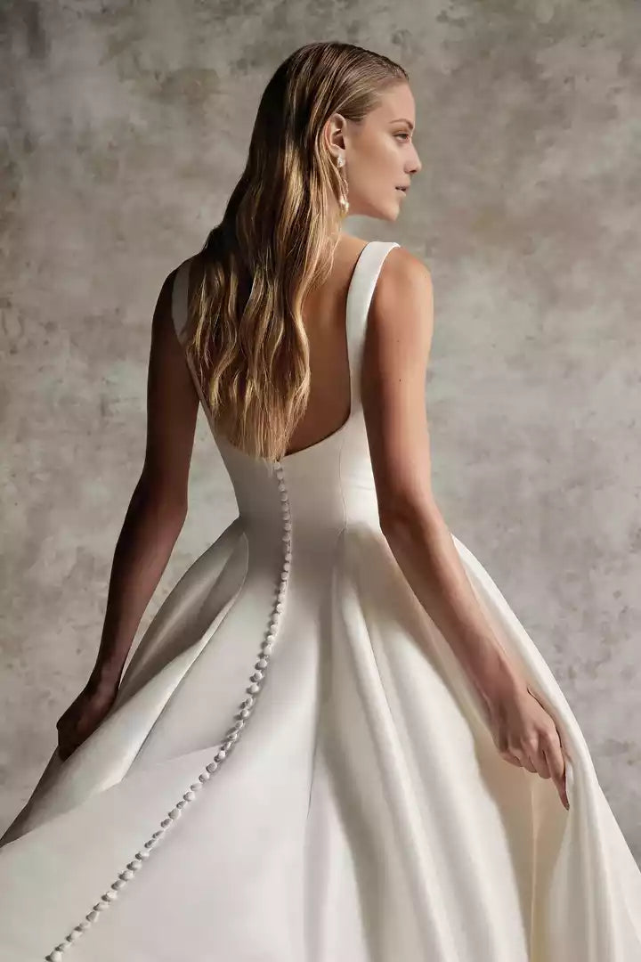 Square Neckline Ball Gown with Couture Seaming Wedding Dress