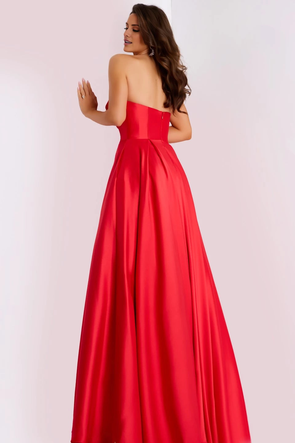 Strapless A-Line Gown with Pleated Bodice Evening Dresses
