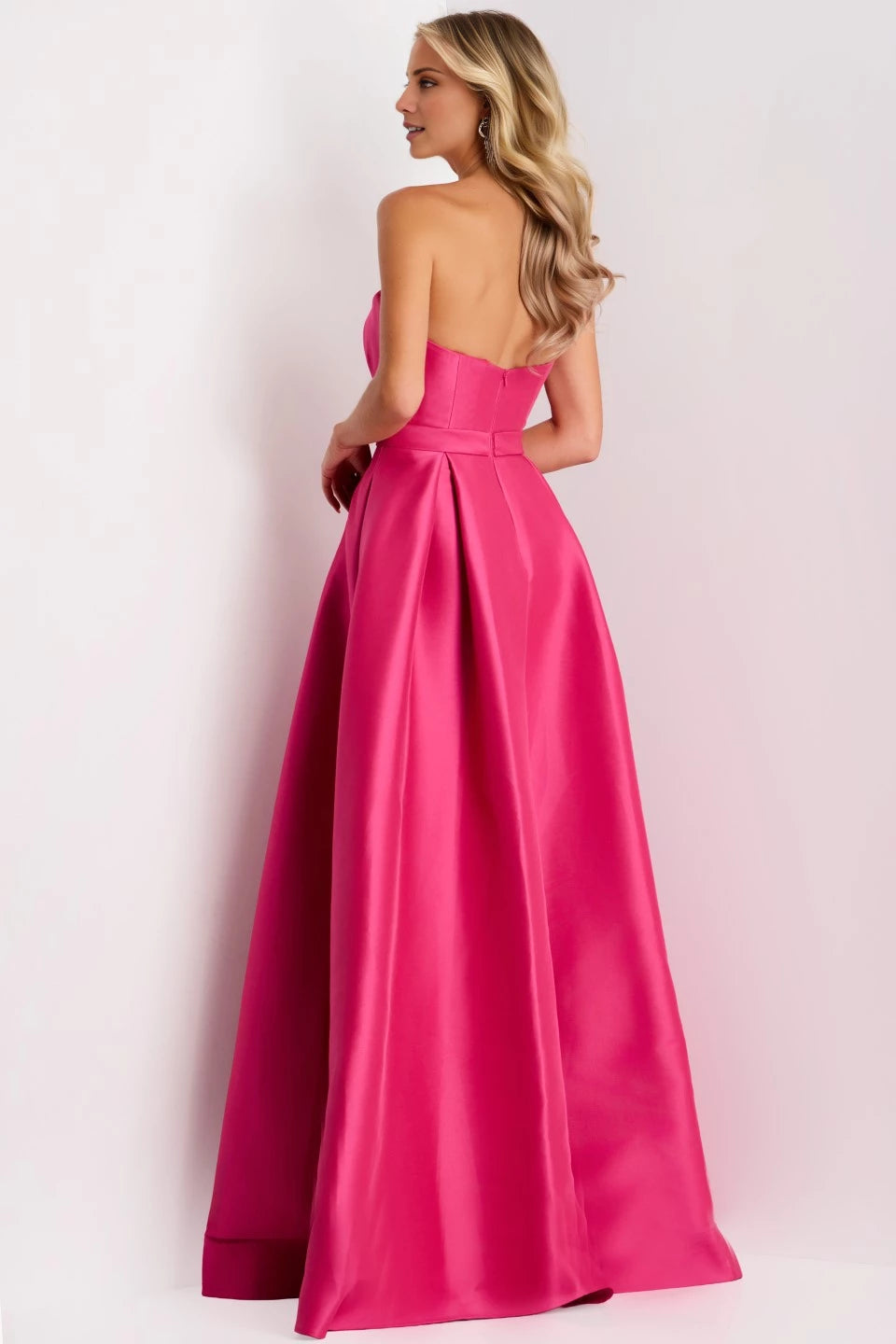 Strapless A-Line Gown with Pleated Bodice Evening Dresses