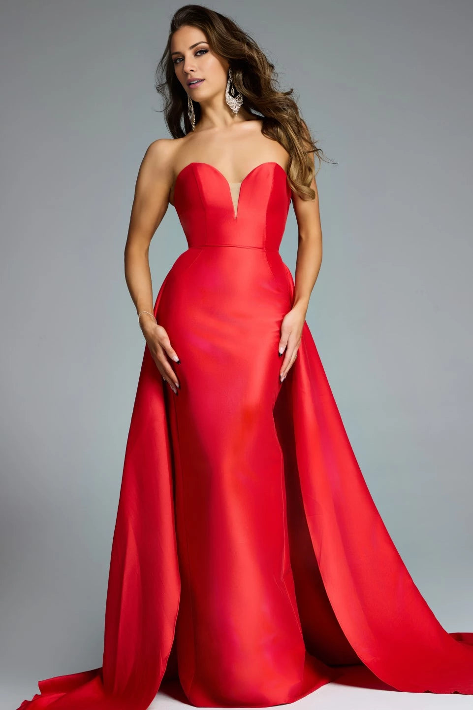 Strapless A-Line Gown with Plunging Sweetheart Neckline Evening Dress