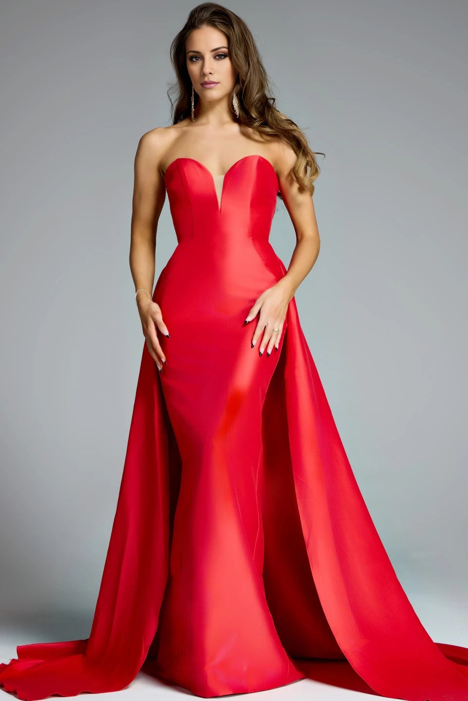 Strapless A-Line Gown with Plunging Sweetheart Neckline Evening Dress