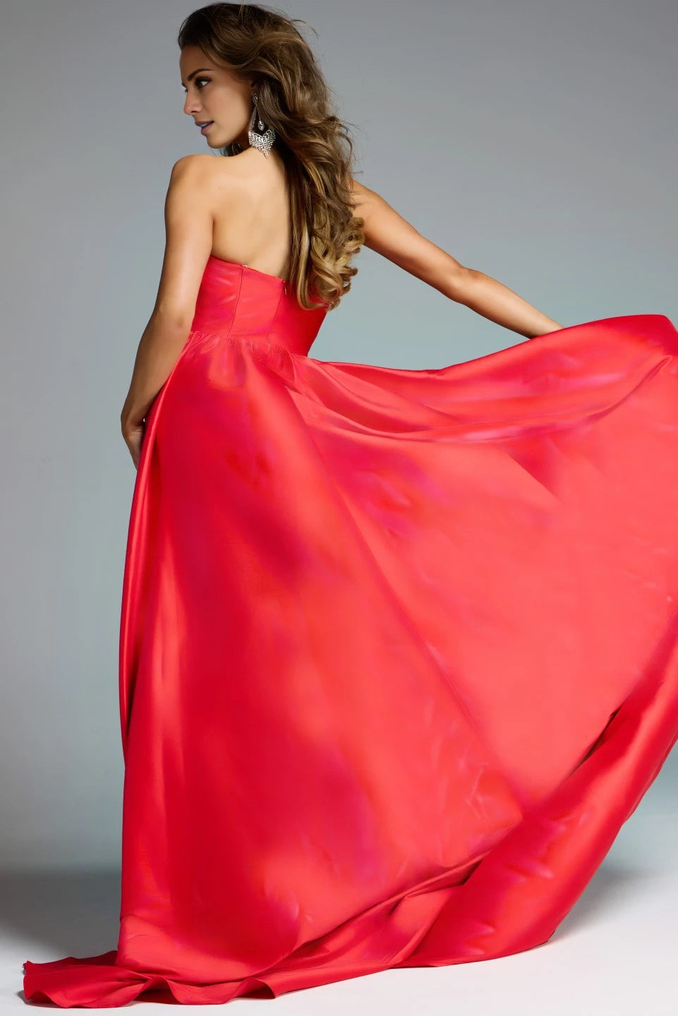 Strapless A-Line Gown with Plunging Sweetheart Neckline Evening Dress