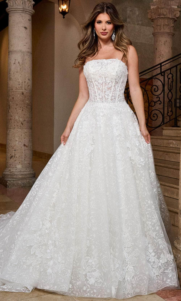 Strapless A-Line Wedding Gown with Sheer Wedding Dresses