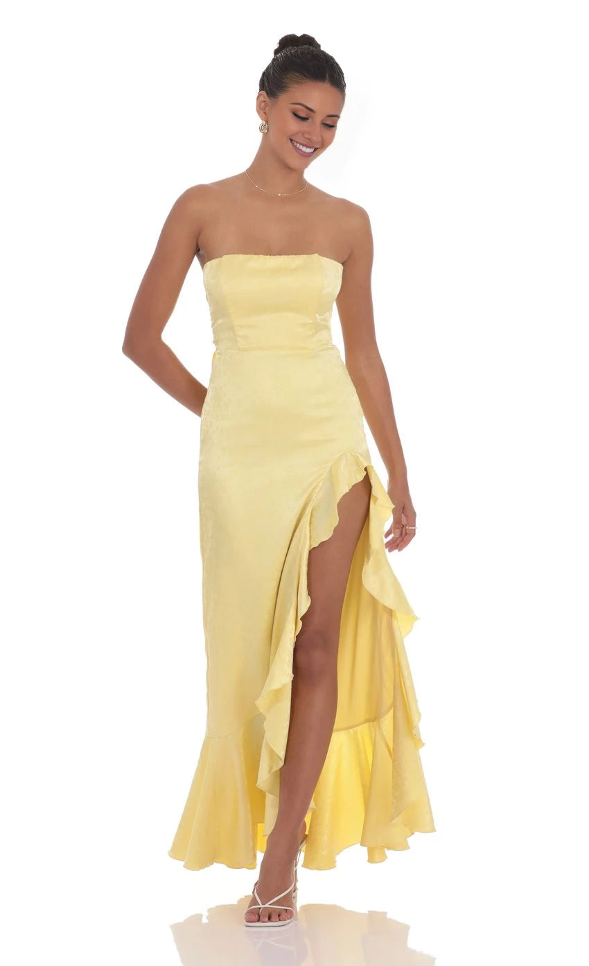 Strapless Back Bow Corset Maxi Dress Prom Dresses