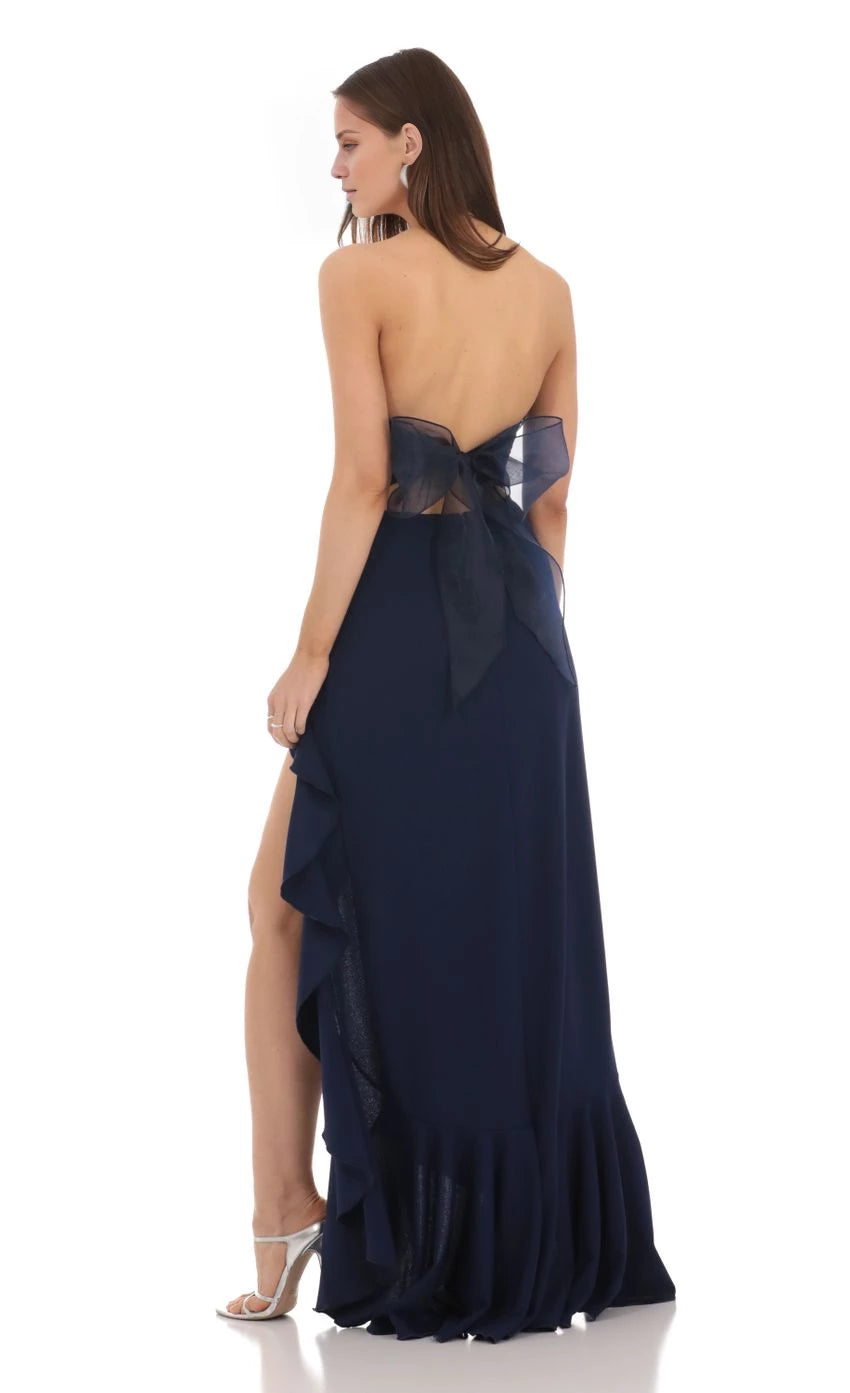 Strapless Back Bow Corset Maxi Dress Prom Dresses