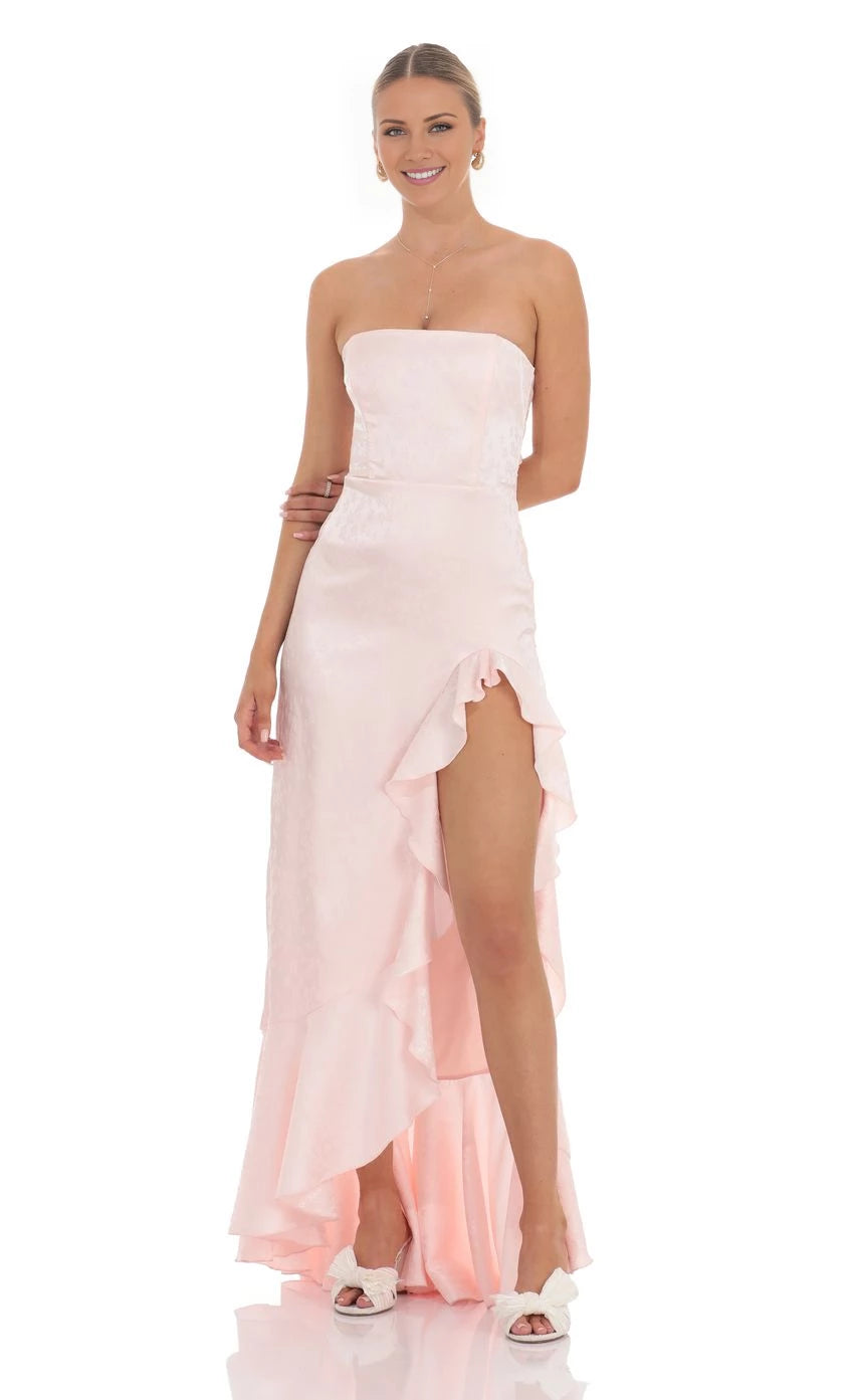 Strapless Back Bow Corset Maxi Dress Prom Dresses