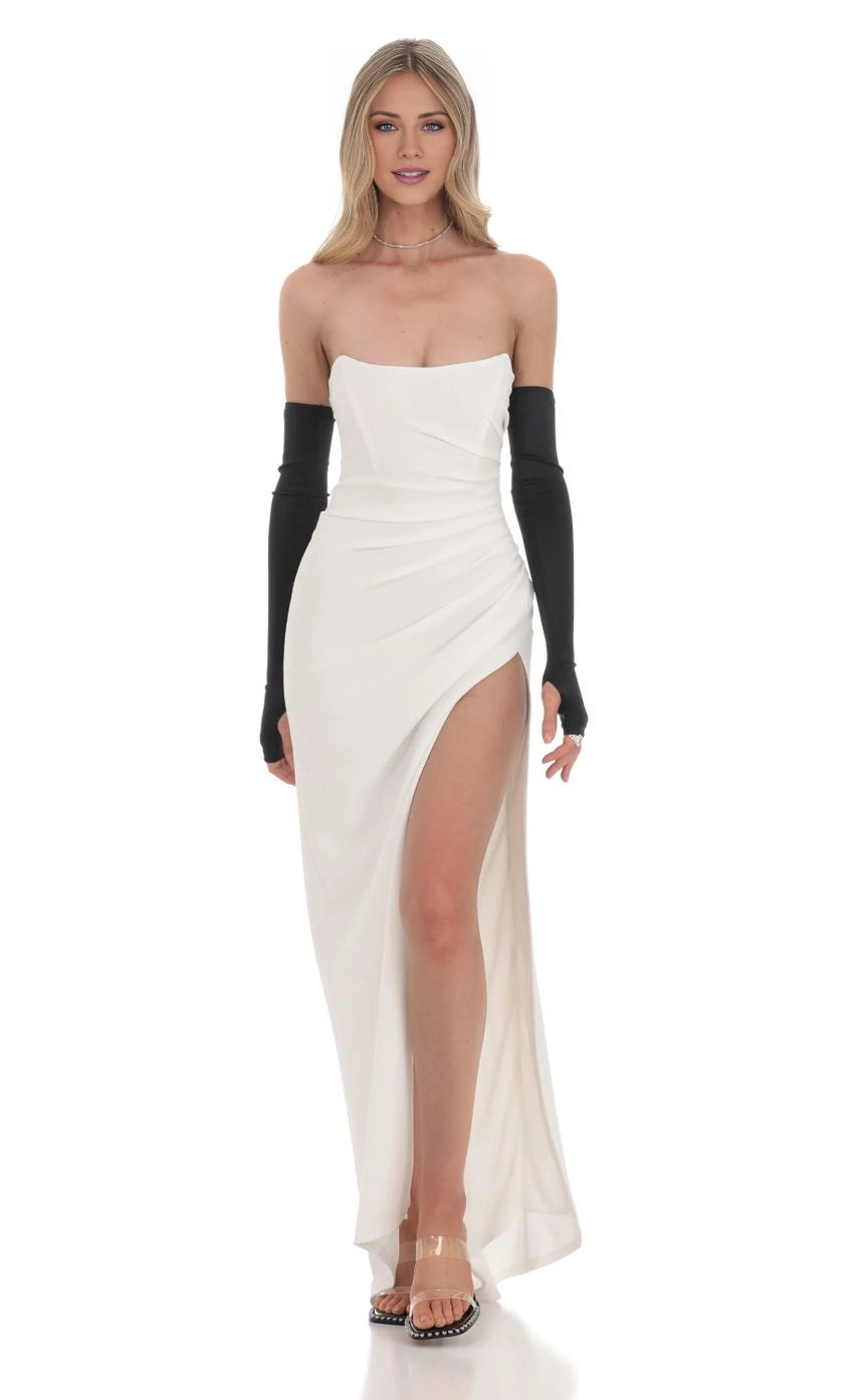 Strapless Corset Maxi Dress Prom Dresses