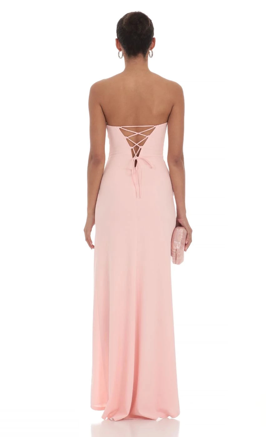Strapless Corset Maxi Dress Prom Dresses