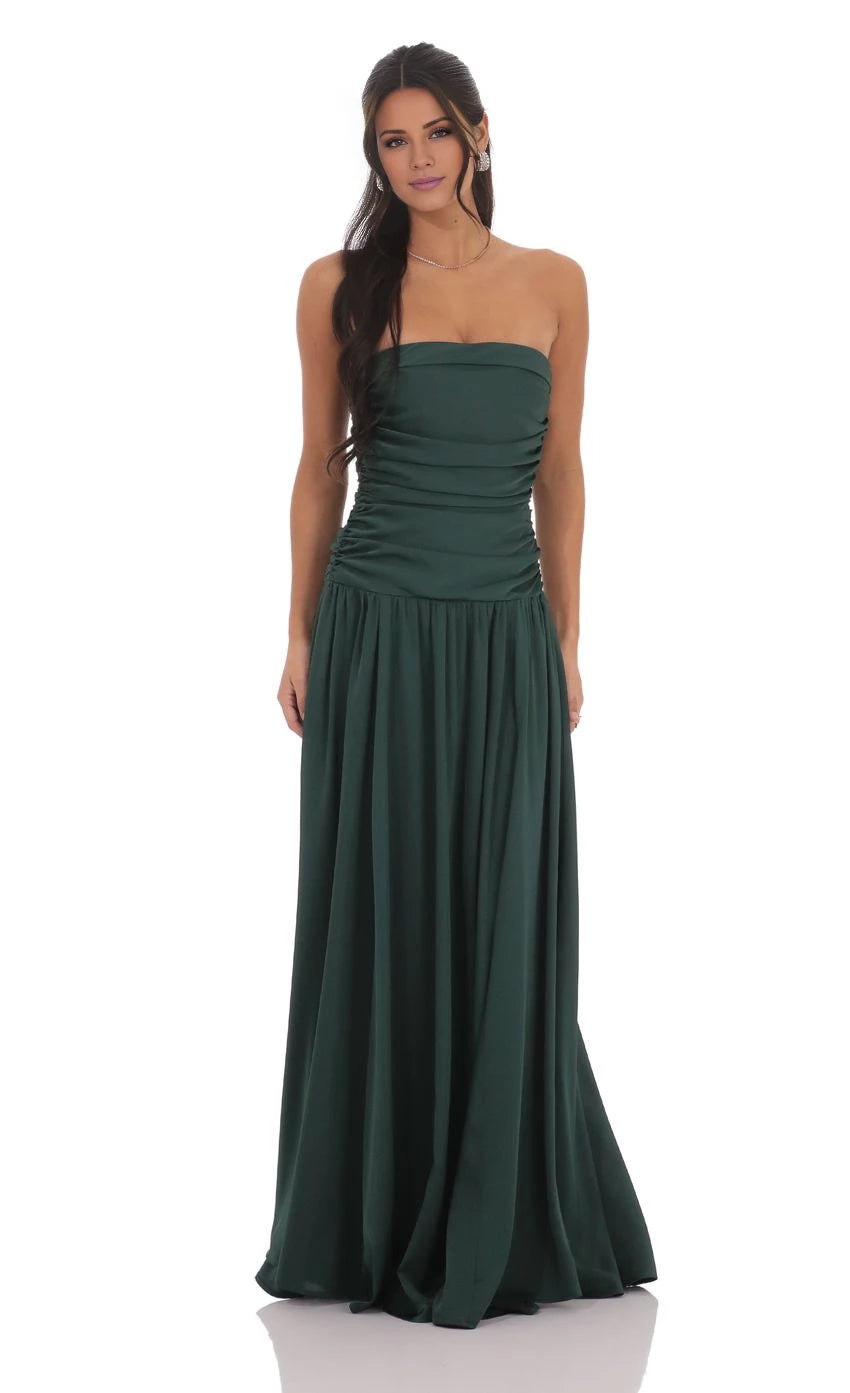 Strapless Drop Waist Maxi Dress Prom Dresses