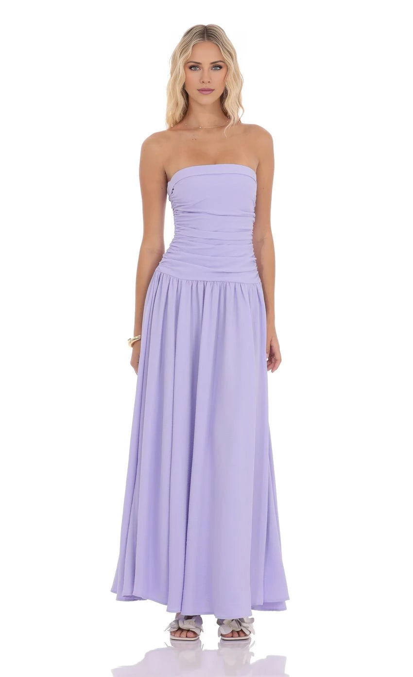 Strapless Drop Waist Maxi Dress Prom Dresses