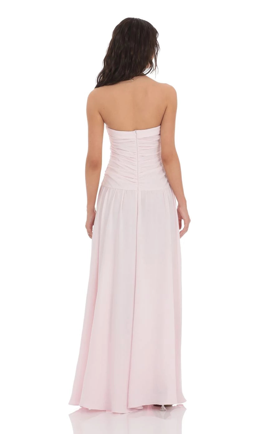 Strapless Drop Waist Maxi Dress Prom Dresses